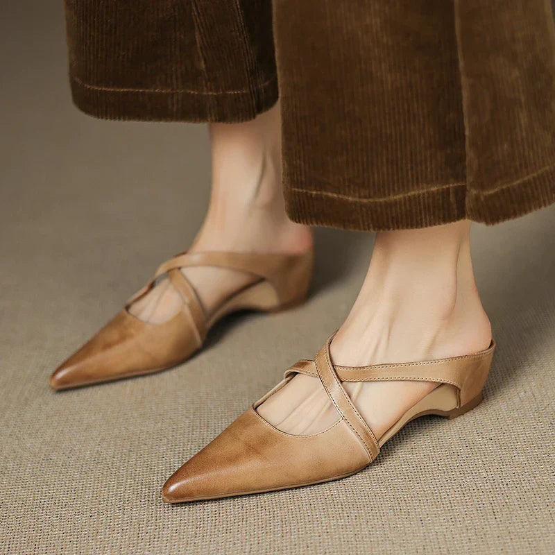 Ava | Pointed Leather Mules