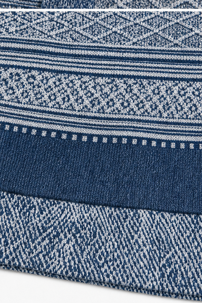 Layerlyn – Denim Patchwork Textured Knit Blouse