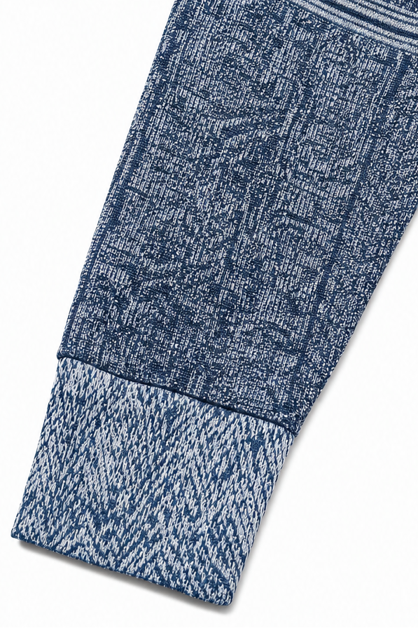 Layerlyn – Denim Patchwork Textured Knit Blouse