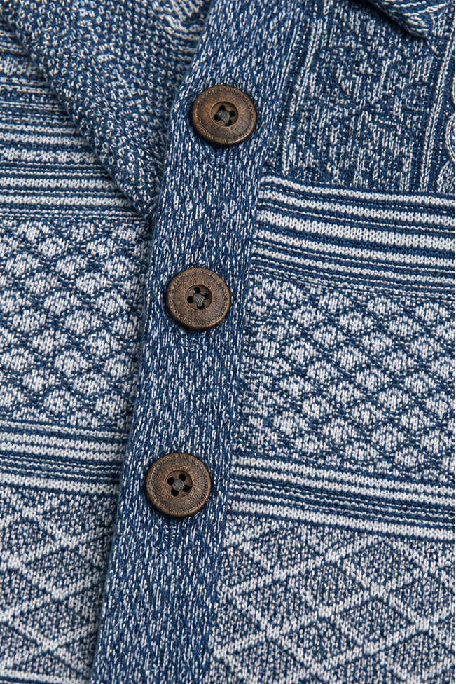 Layerlyn – Denim Patchwork Textured Knit Blouse