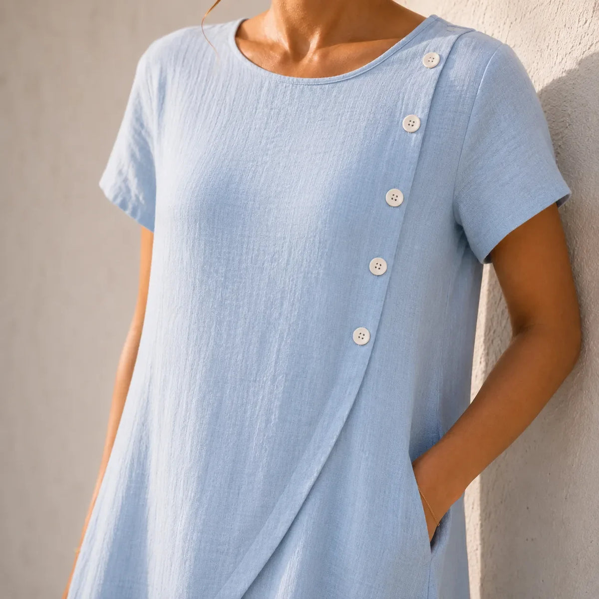 Marielle | Asymmetric Button Midi Dress