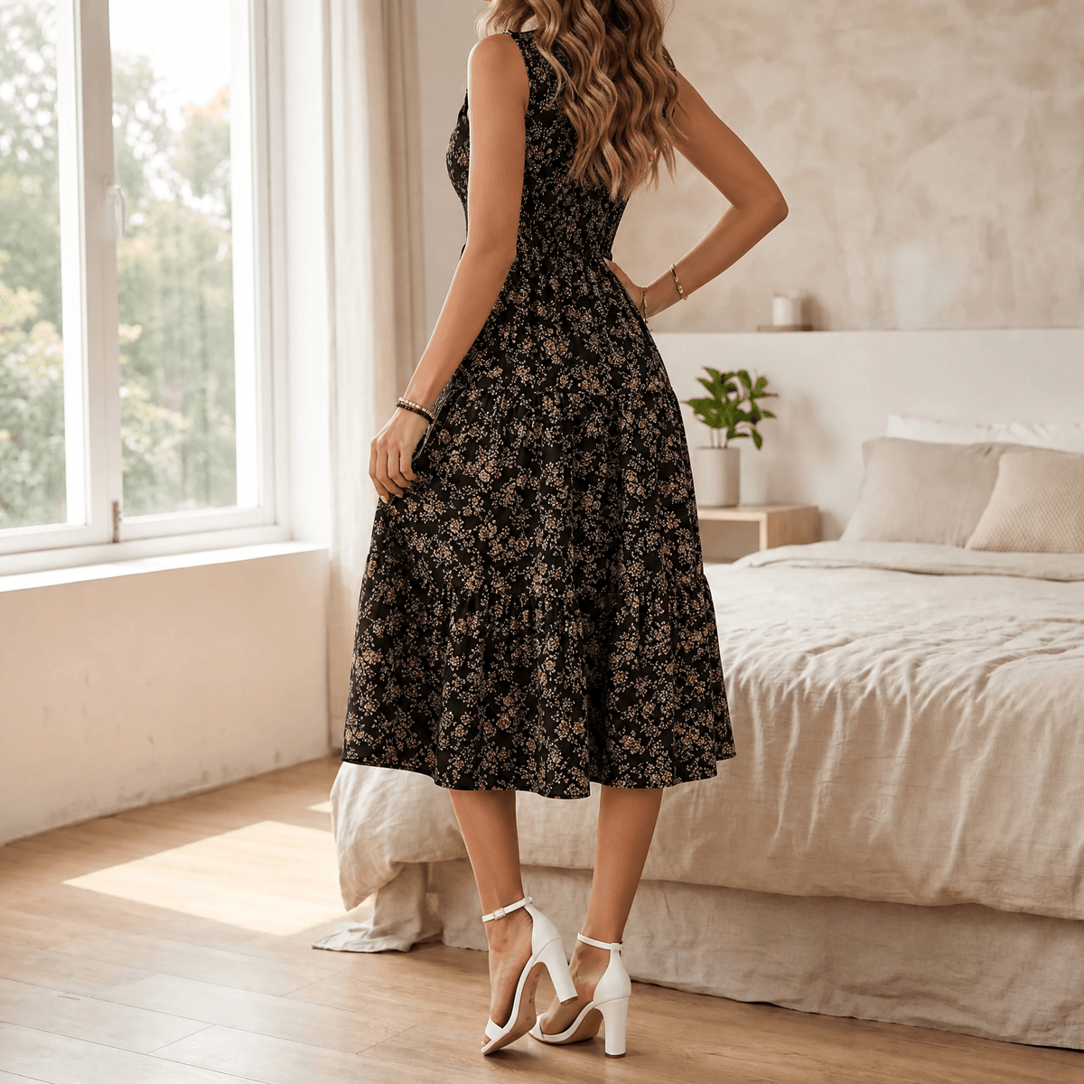 Marlee | Smocked Floral Midi Dress