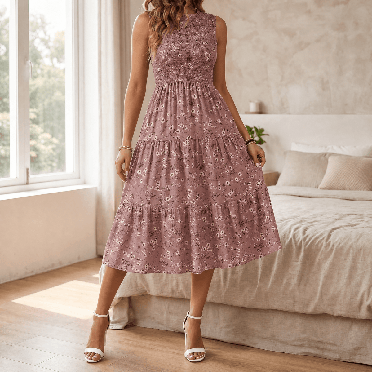 Marlee | Smocked Floral Midi Dress