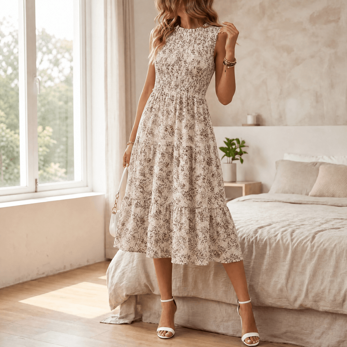 Marlee | Smocked Floral Midi Dress