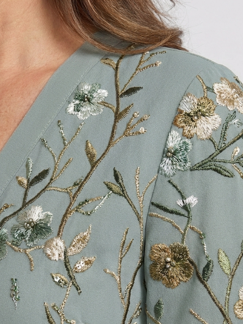 Sophie™ | Floral V Neck Short Sleeve Maxi Dress