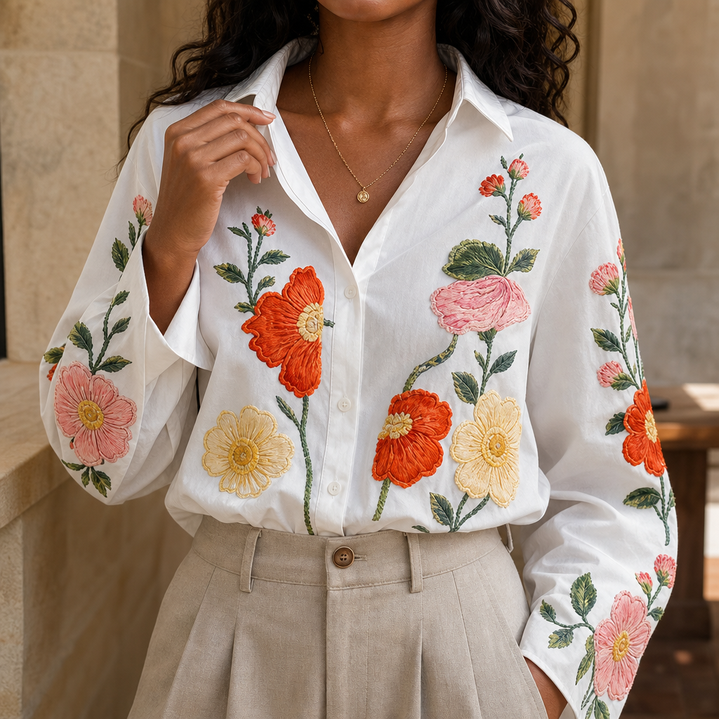 Lunabloom | Floral Embroidered Blouse