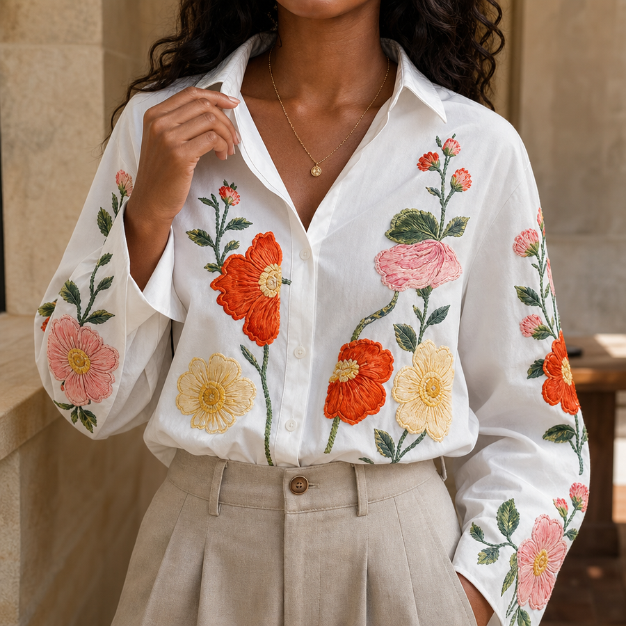 Lunabloom | Floral Embroidered Blouse