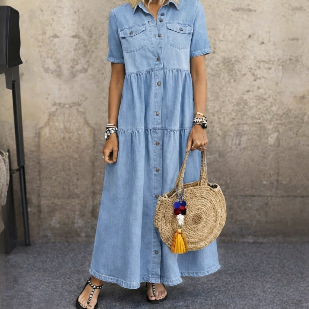 Leah | Denim Midi Dress