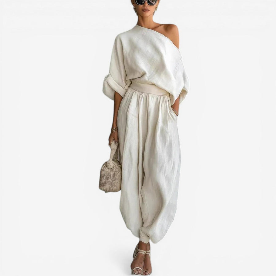 Jessica™ One-Shoulder Linen Jumpsuit