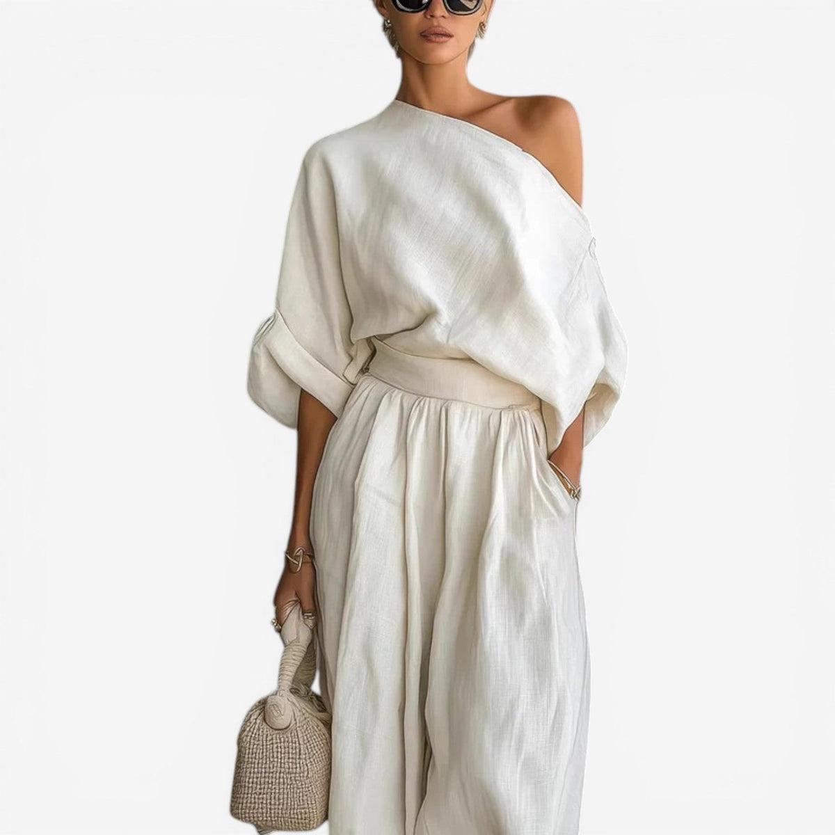 Jessica™ One-Shoulder Linen Jumpsuit