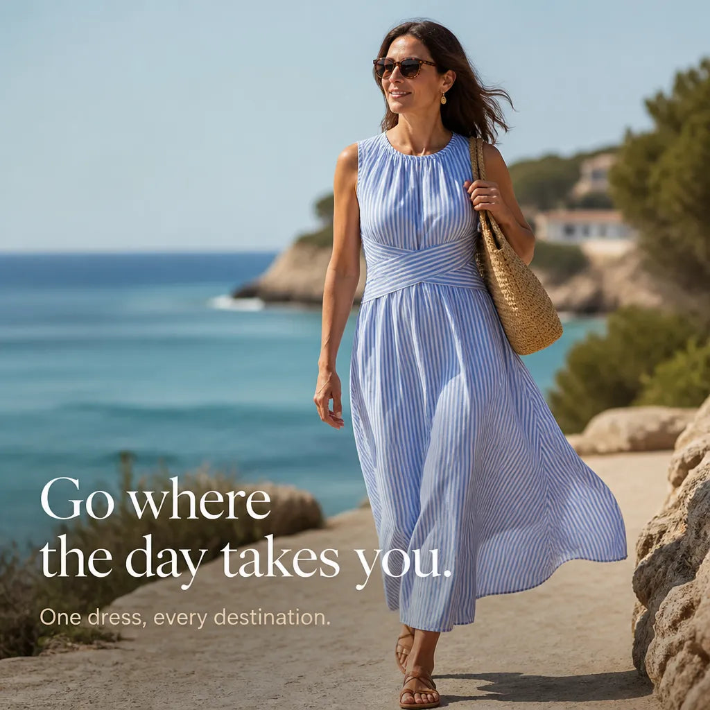 Marellé | Striped Wrap-Waist Maxi Dress