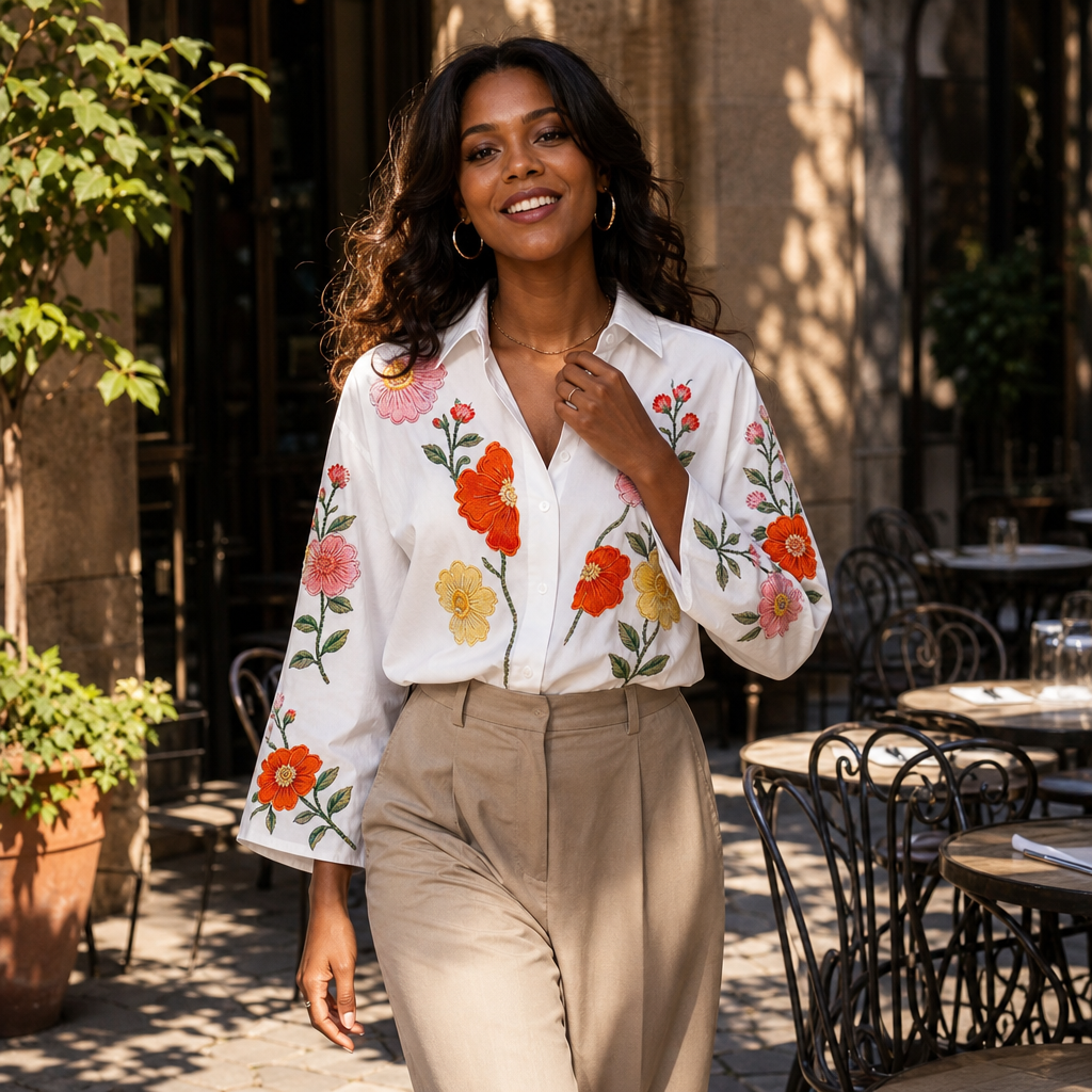 Lunabloom | Floral Embroidered Blouse