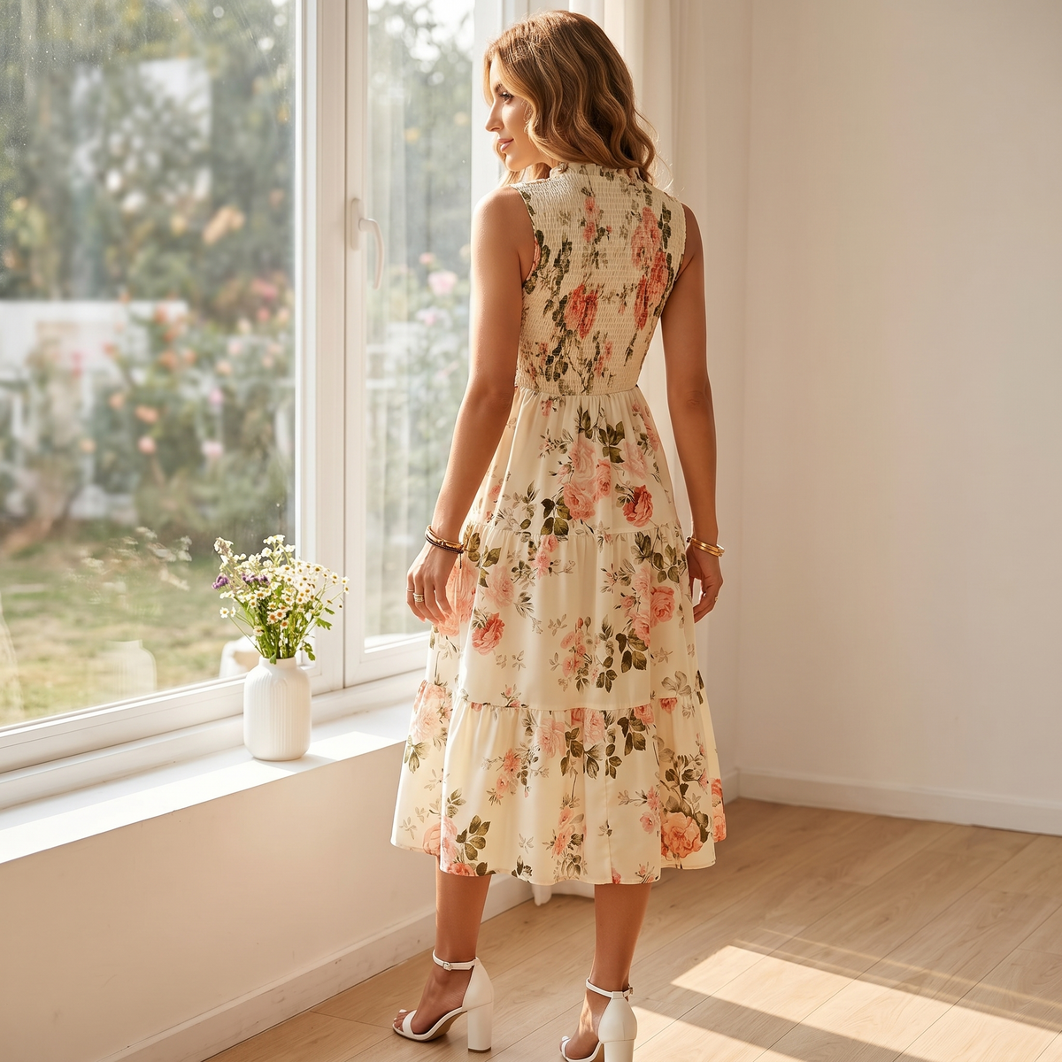 Marlee | Smocked Floral Midi Dress