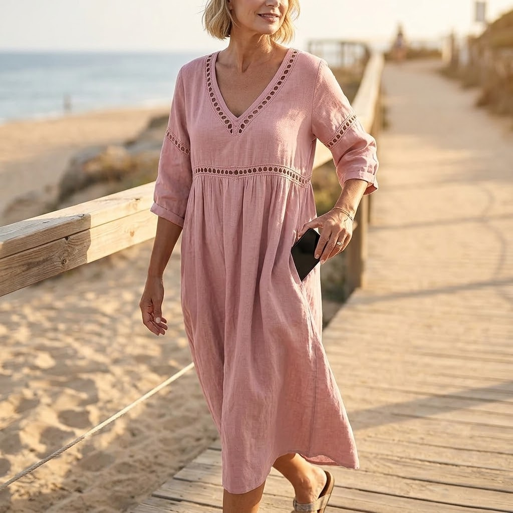 Solmera | Crochet Trim Midi Dress