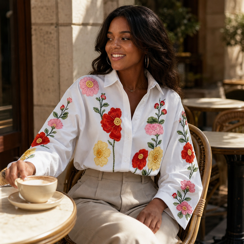 Lunabloom | Floral Embroidered Blouse