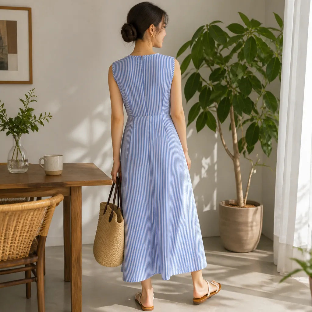 Marellé | Striped Wrap-Waist Maxi Dress
