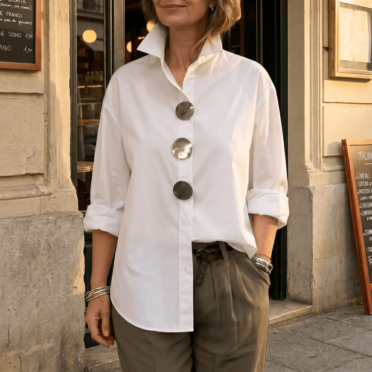 Milenza | Statement Button Blouse