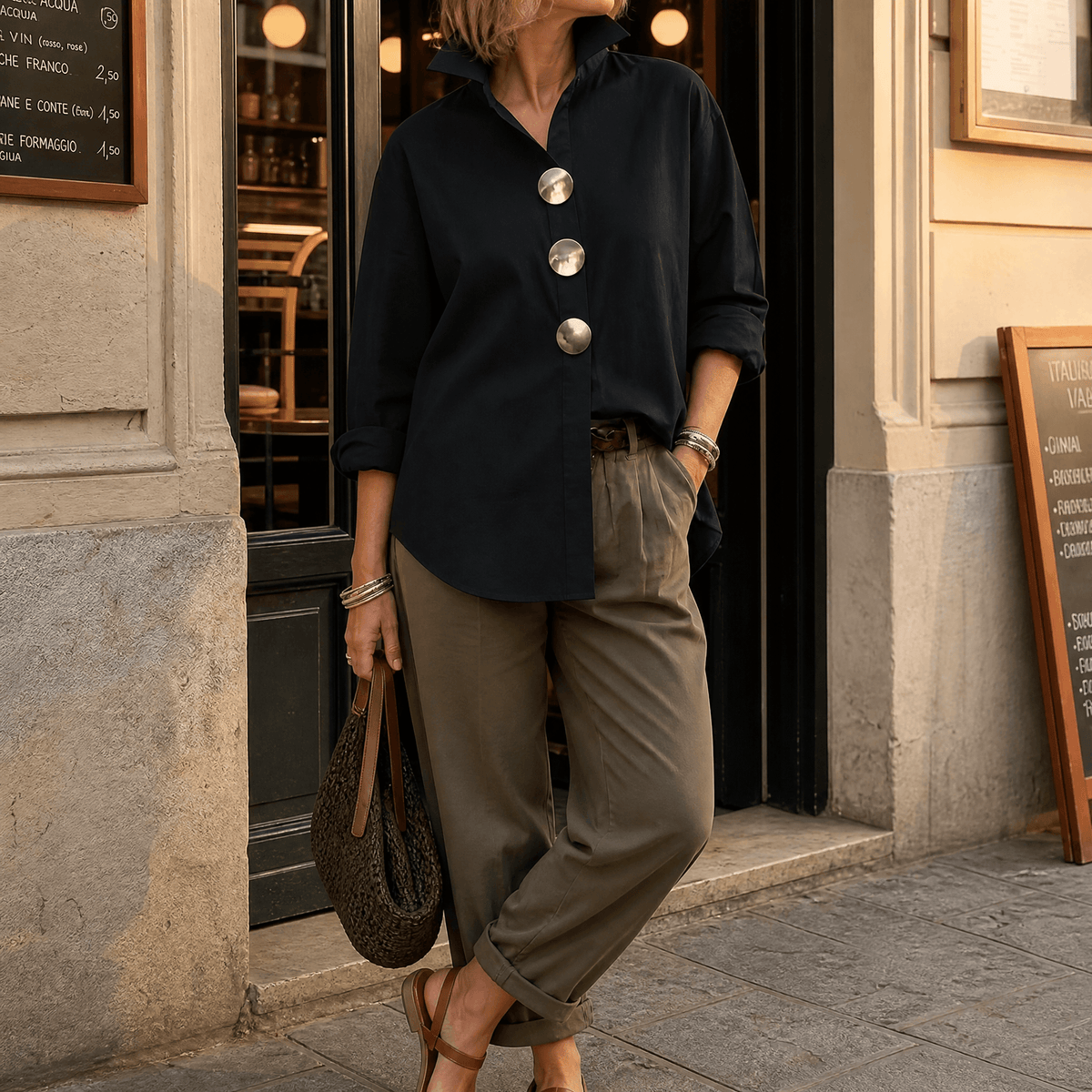 Milenza | Statement Button Blouse