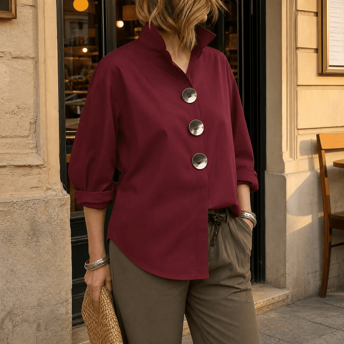 Milenza | Statement Button Blouse