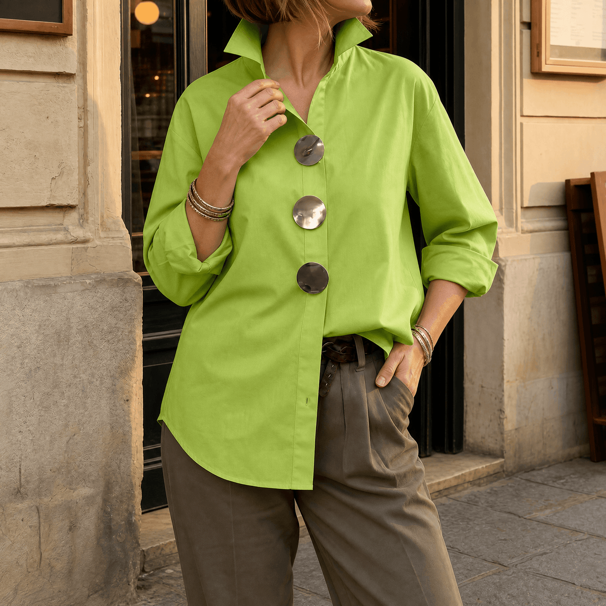 Milenza | Statement Button Blouse