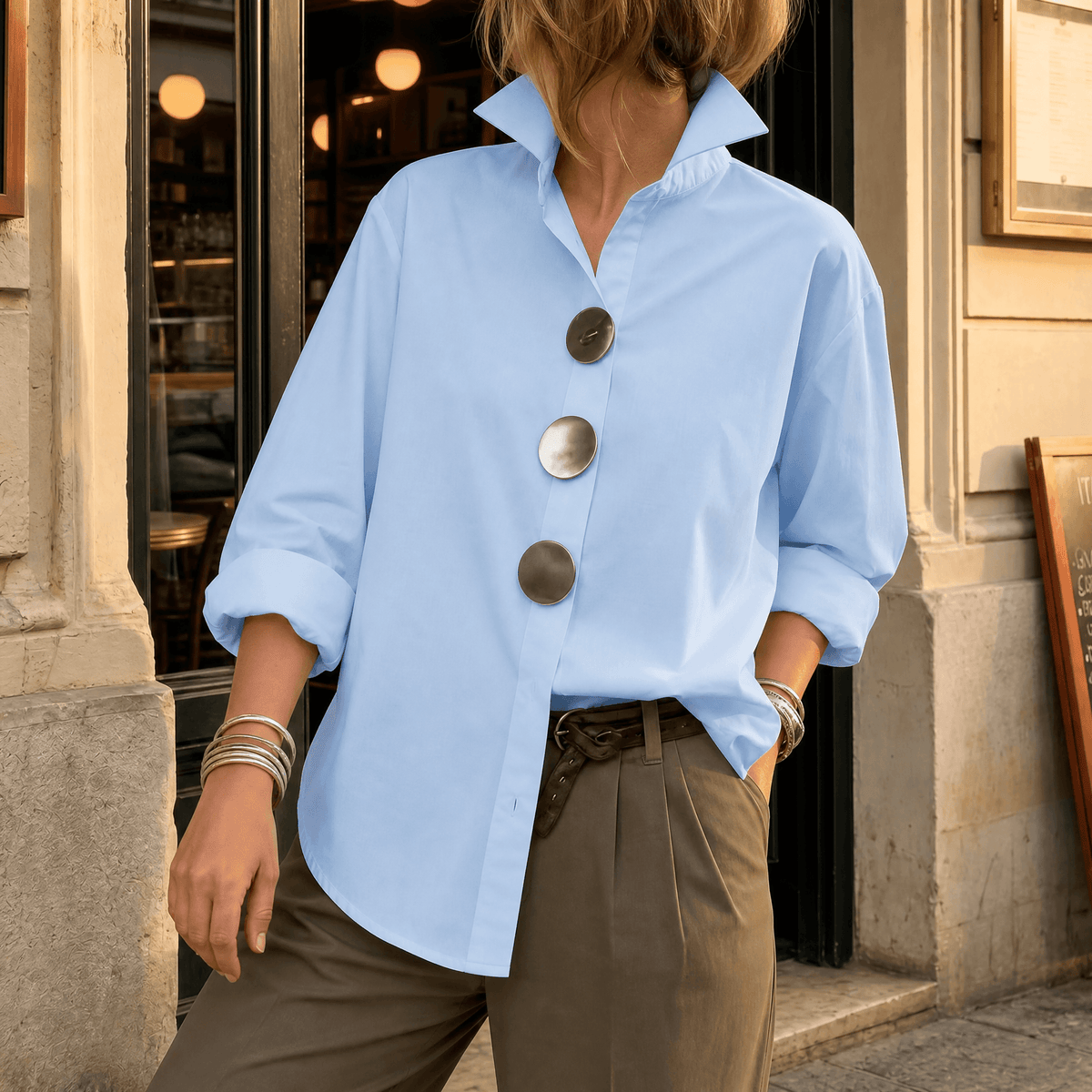 Milenza | Statement Button Blouse