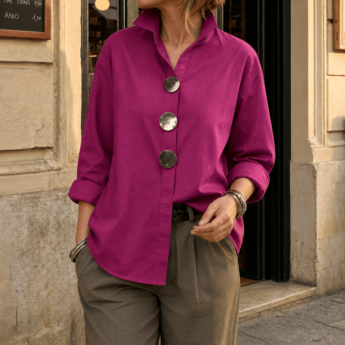 Milenza | Statement Button Blouse
