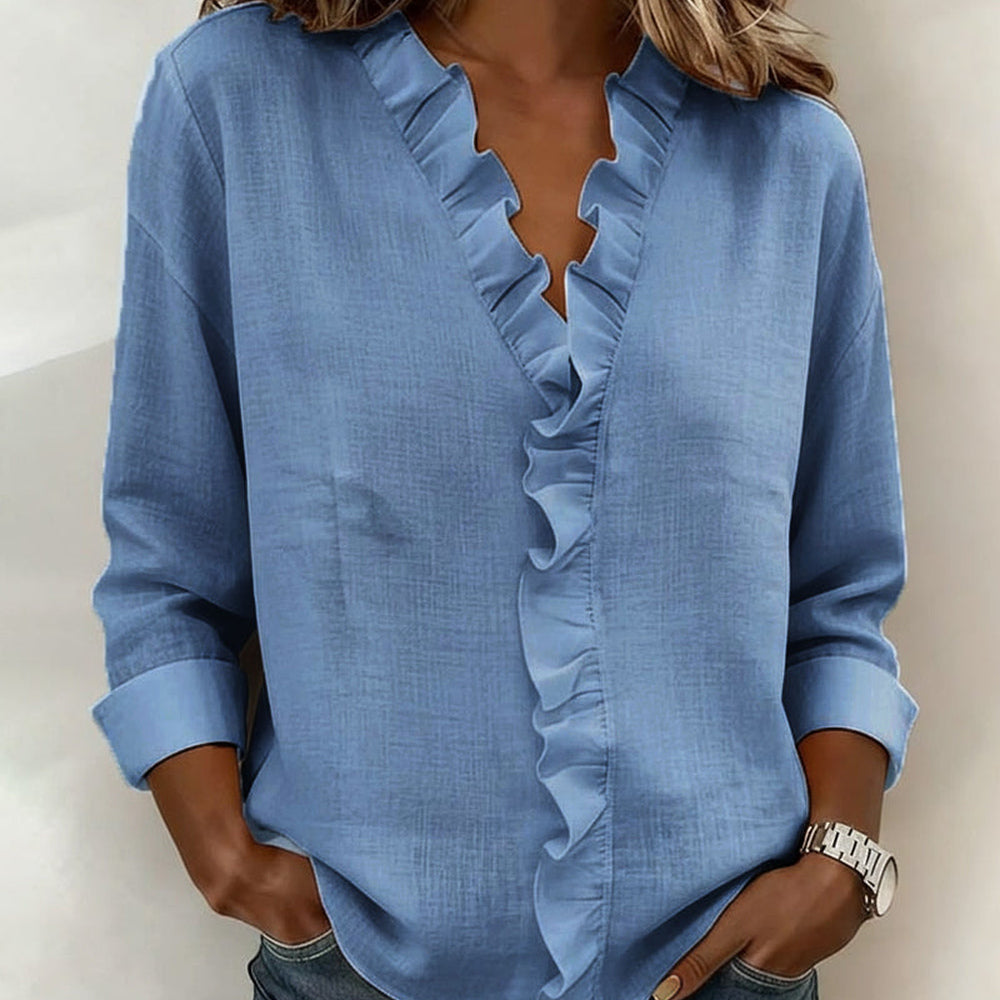 Sophie | Elegant Ruffle V-Neck Blouse
