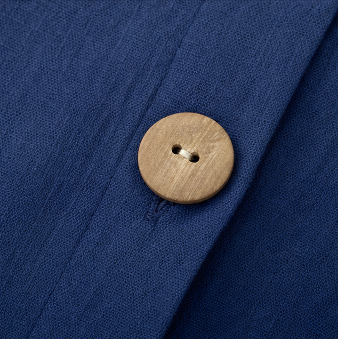 Solene – Relaxed V-Neck Blouse with Wood-like Buttons for Women