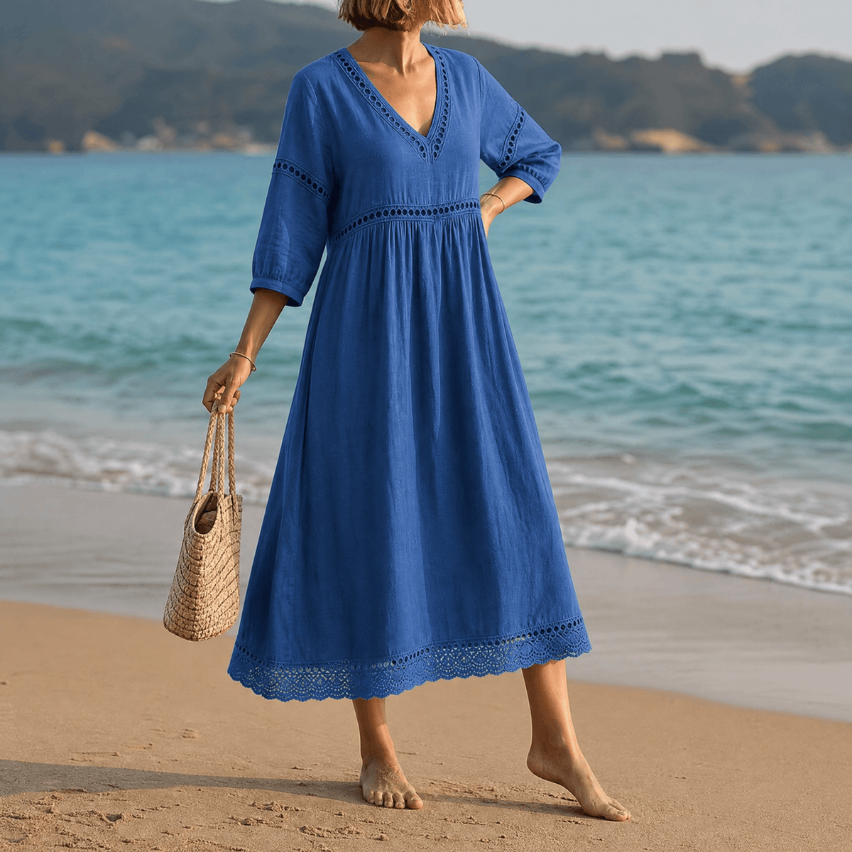 Solmera | Crochet Trim Midi Dress