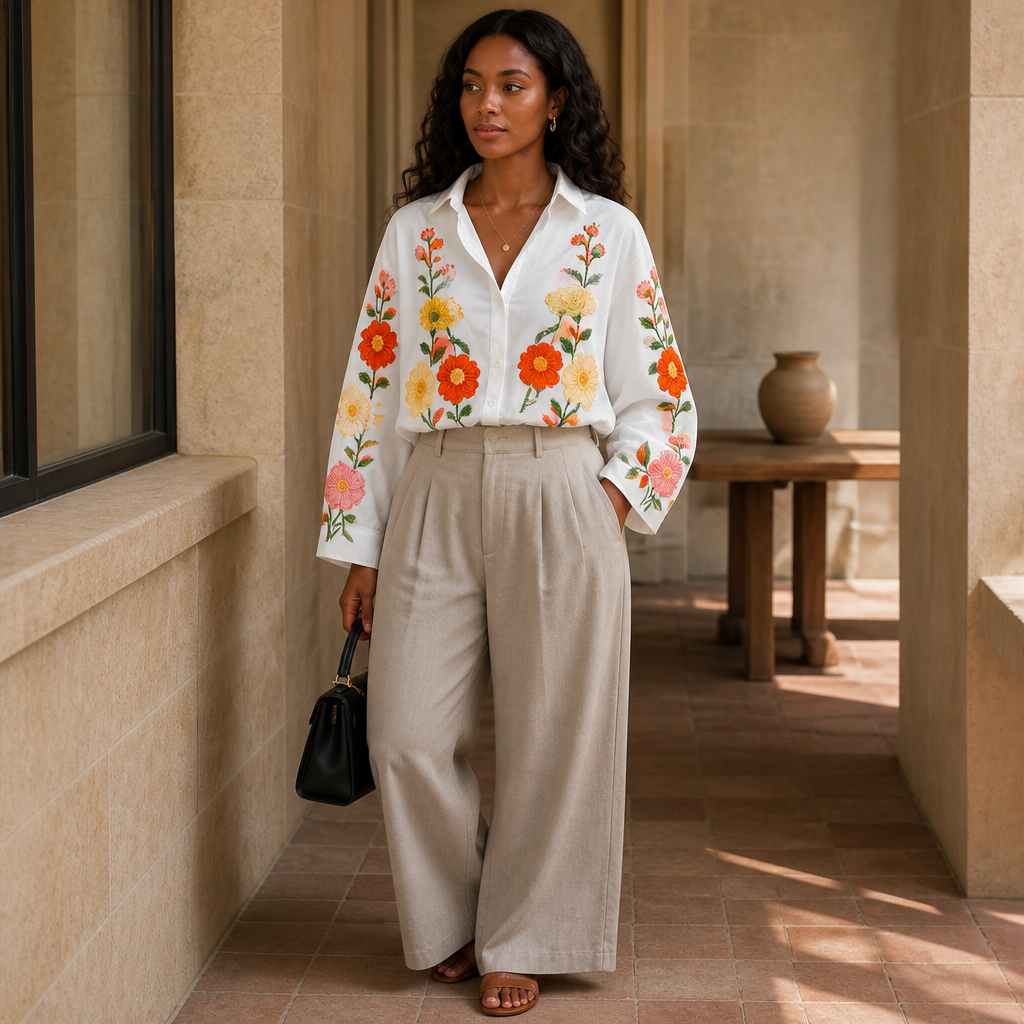Lunabloom | Floral Embroidered Blouse