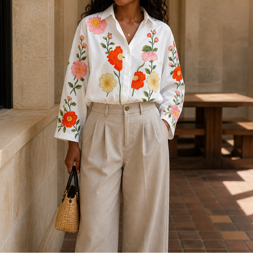 Lunabloom | Floral Embroidered Blouse